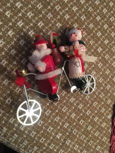 Santa Clause and Mrs on Tandem Ornament